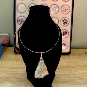 Larimar stone Pendant only rose gold wire